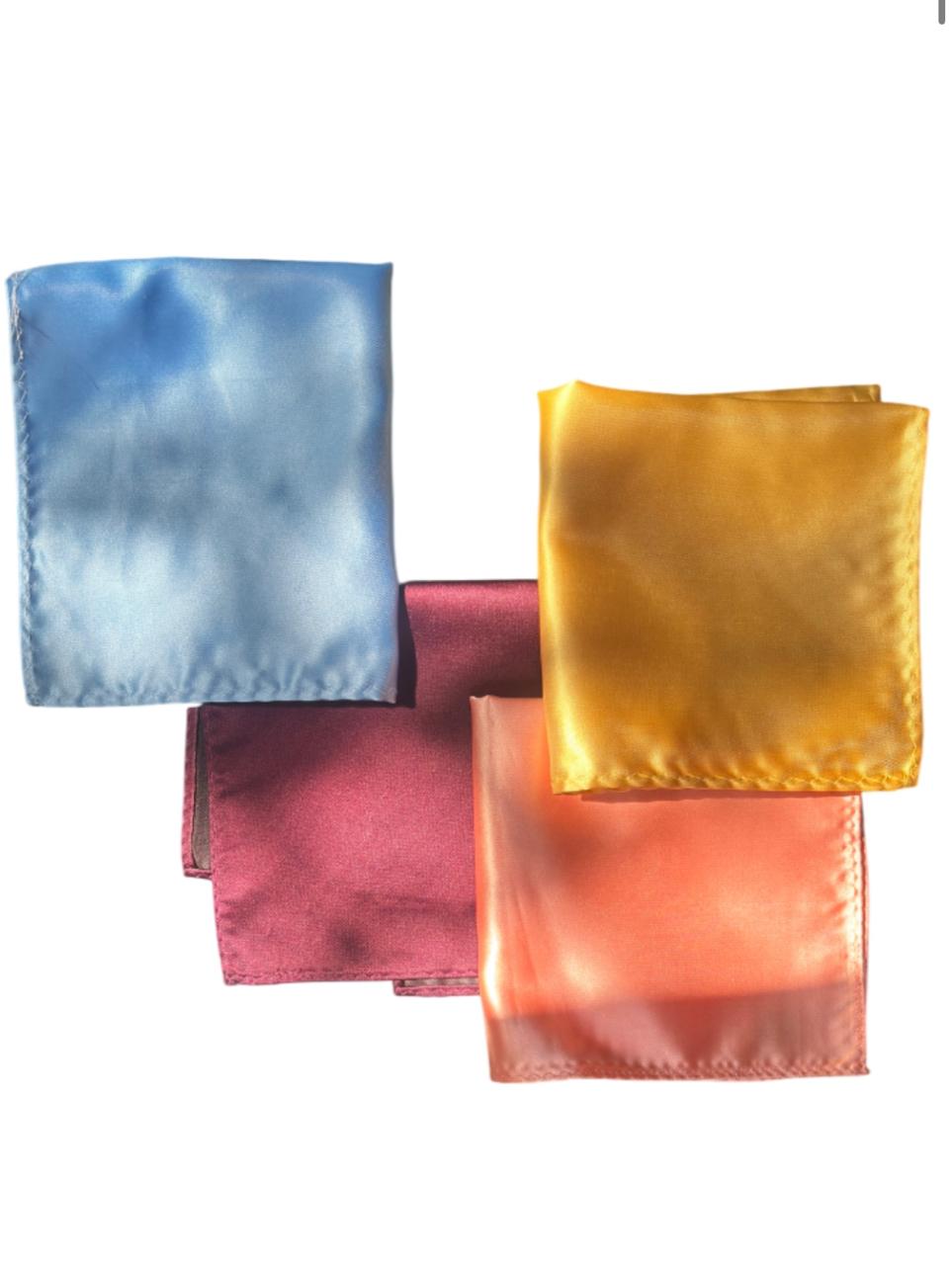combo of blue,peach,yellow,purple pocket square
