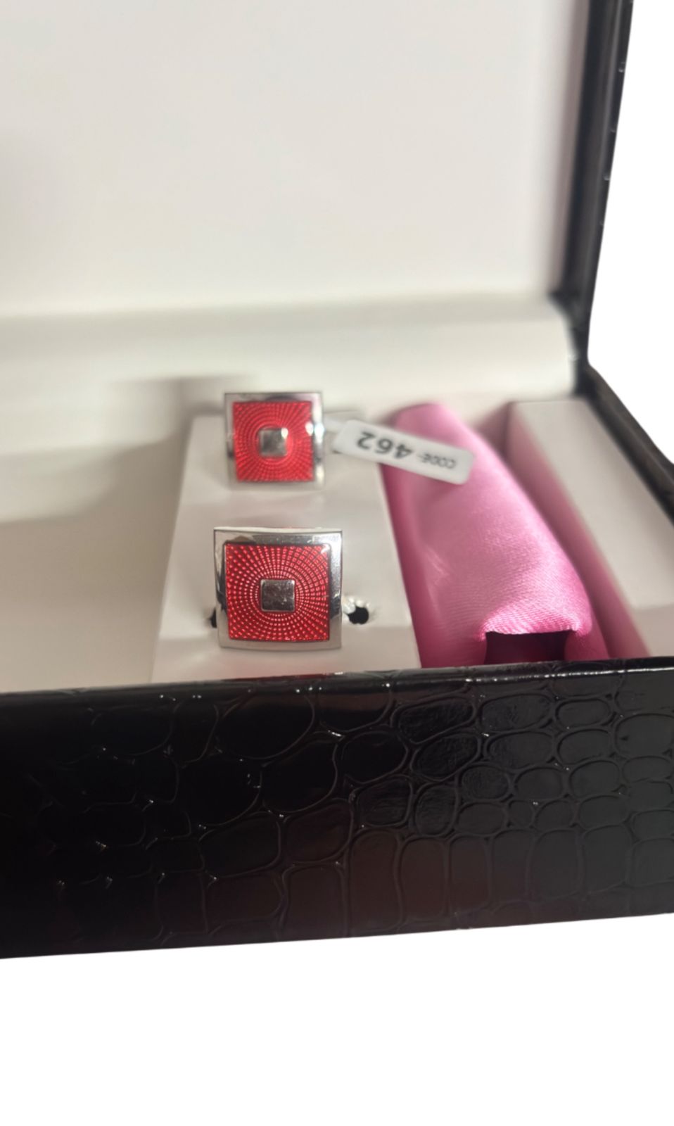 pink printed set (tie | pocket square | cufflinks)