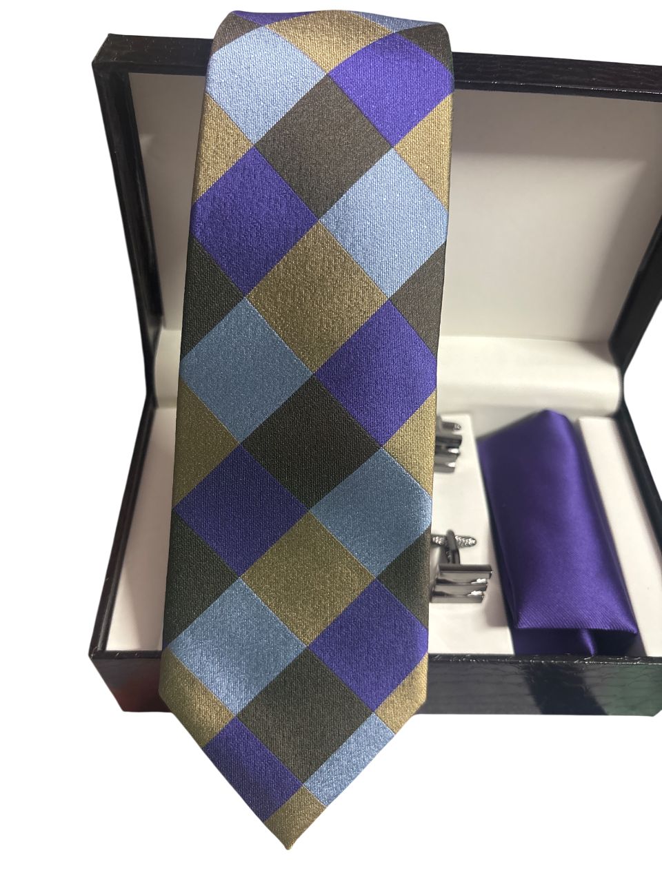 purple brown set ( tie | pocket square | cufflinks)