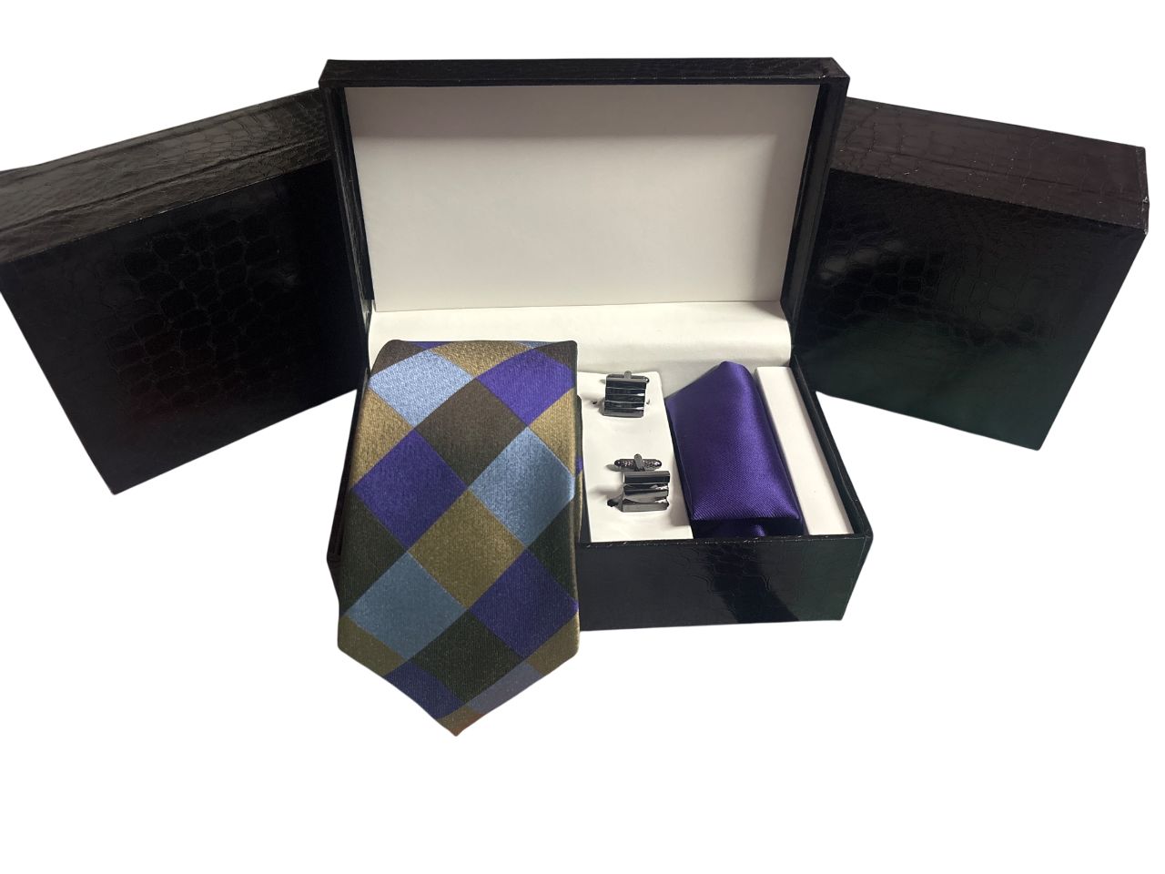 purple brown set ( tie | pocket square | cufflinks)