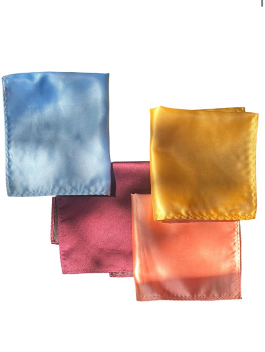 combo of blue,peach,yellow,purple pocket square